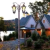 European Vintage Double-Head LED Garden Post Light - Waterproof Aluminum Outdoor Lamp
