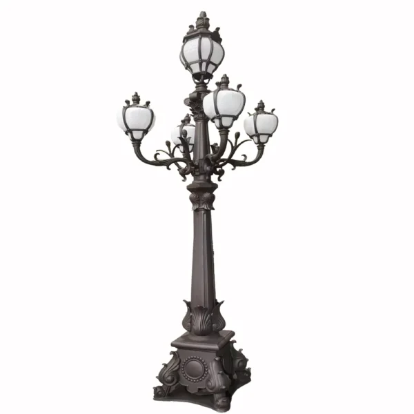 European Vintage 5-Head LED Garden Post Light - Waterproof die-cast Aluminum Outdoor Lamp