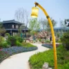 Curved Bamboo Style LED Garden Light - Waterproof Oriental Lantern for Outdoor Paths