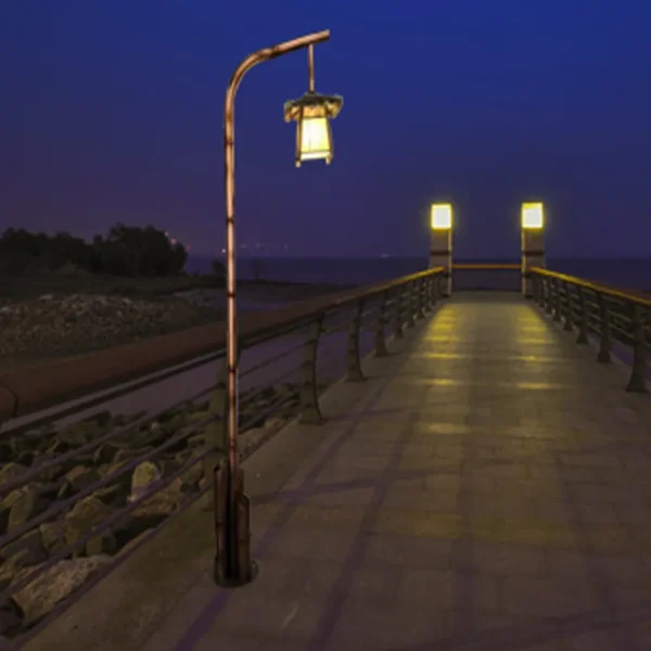 Antique Copper Bamboo LED Garden Light - Waterproof Oriental Path Lantern