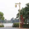 Golden Bamboo-Style LED Garden Path Light - Waterproof Aluminum Outdoor Lantern