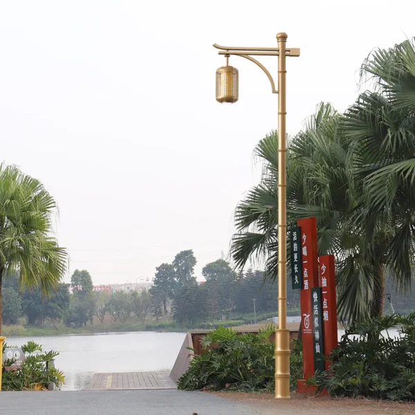 Golden Bamboo-Style LED Garden Path Light - Waterproof Aluminum Outdoor Lantern