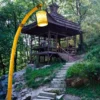 Curved Bamboo Style LED Garden Light - Waterproof Oriental Lantern for Outdoor Paths