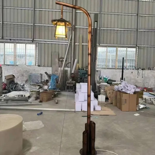 Antique Copper Bamboo LED Garden Light - Waterproof Oriental Path Lantern