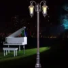 European Vintage Double-Head LED Garden Post Light - Waterproof Aluminum Outdoor Lamp