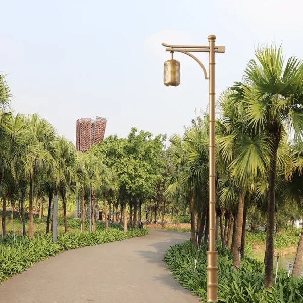 Golden Bamboo-Style LED Garden Path Light - Waterproof Aluminum Outdoor Lantern
