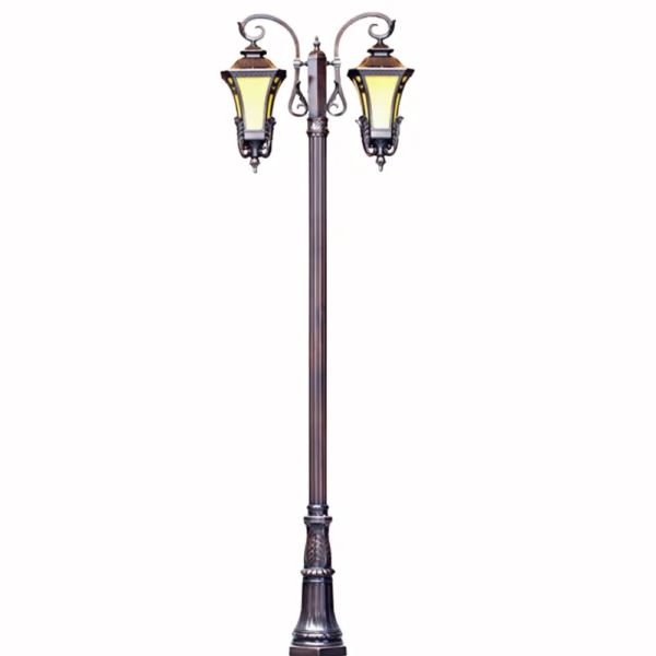 European Vintage Double-Head LED Garden Post Light - Waterproof Aluminum Outdoor Lamp