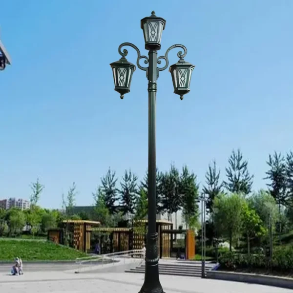 3M European Vintage 3-Head LED Garden Post Light - Waterproof Aluminum Outdoor Lamp