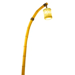 Curved Bamboo Style LED Garden Light - Waterproof Oriental Lantern for Outdoor Paths