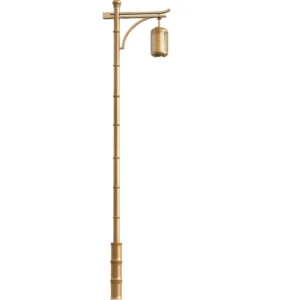 Golden Bamboo-Style LED Garden Path Light - Waterproof Aluminum Outdoor Lantern