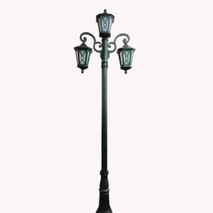 3M European Vintage 3-Head LED Garden Post Light - Waterproof Aluminum Outdoor Lamp