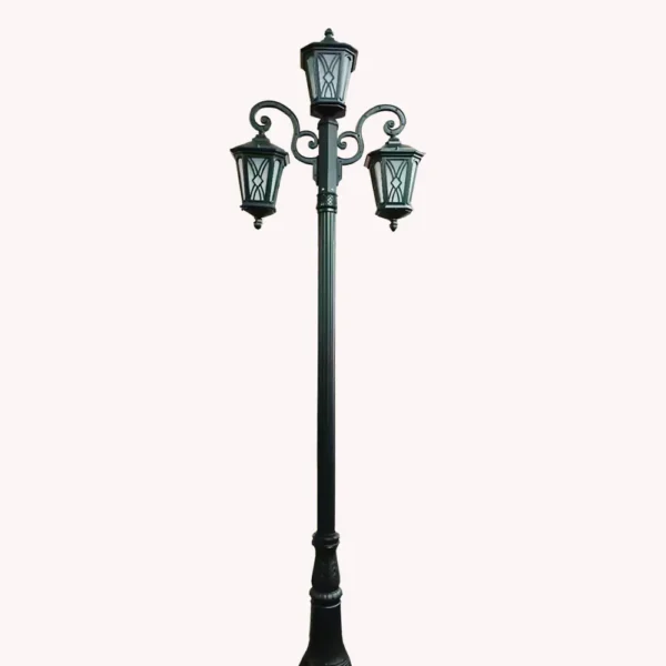 3M European Vintage 3-Head LED Garden Post Light - Waterproof Aluminum Outdoor Lamp