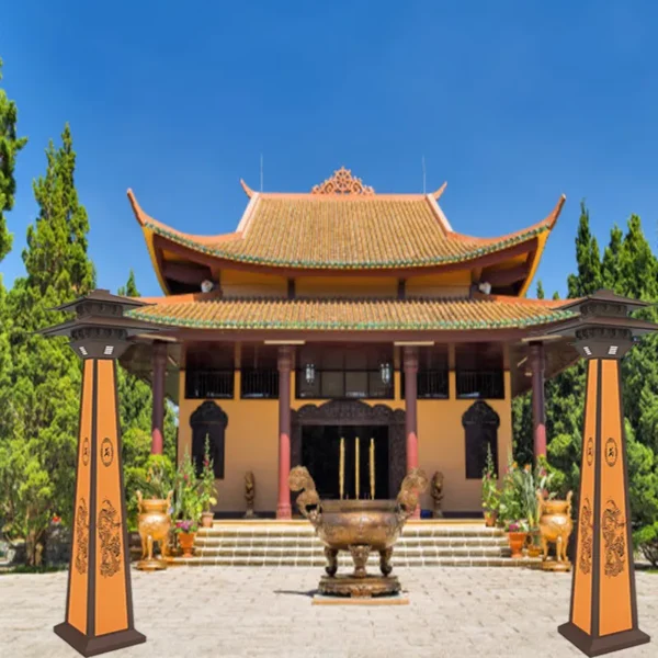 Traditional Asian Pagoda LED Bollard Light - Waterproof Aluminum Outdoor Lamp