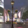 European Vintage LED Garden Post Light with Hanging Plant Brackets