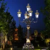 Royal European Vintage 5-Head LED Garden Post Light - Black & Gold Waterproof Aluminum Lamp