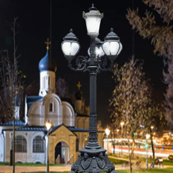 Royal European Vintage 5-Head LED Garden Post Light - Waterproof Aluminum Outdoor Lamp