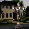 Royal European Vintage 5-Head LED Garden Post Light - Black & Gold Waterproof Aluminum Lamp