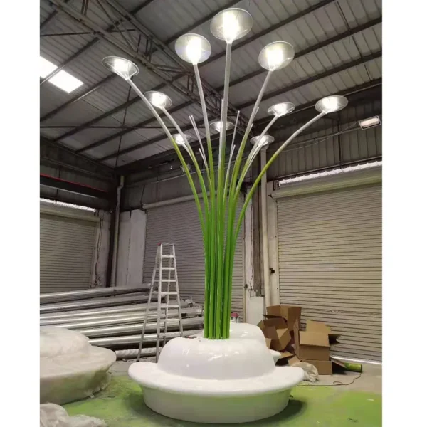 Modern Dandelion & Calla Lily LED Sculpture Light - Waterproof Outdoor Art Lamp