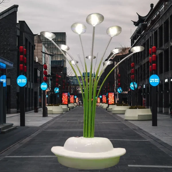 Modern Dandelion & Calla Lily LED Sculpture Light - Waterproof Outdoor Art Lamp