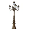 Antique European Vintage 5-Head LED Garden Post Light - Waterproof Aluminum Lamp