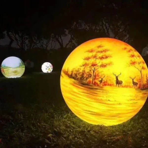 Hand-Painted LED Globe Landscape Light - Waterproof Outdoor Art Lamp