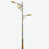 Decorative Double-Arm LED Street Light – Ornate Golden Leaf Design
