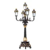 Royal European Vintage 5-Head LED Garden Post Light - Black & Gold Waterproof Aluminum Lamp