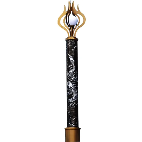 Chinese Traditional Dragon Carved LED Post Light - Waterproof Aluminum Outdoor Lamp