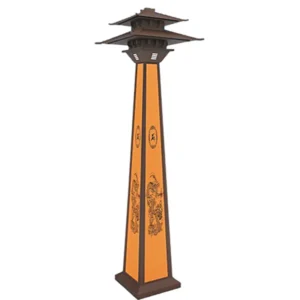 Traditional Asian Pagoda LED Bollard Light - Waterproof Aluminum Outdoor Lamp