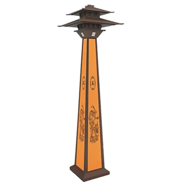 Traditional Asian Pagoda LED Bollard Light - Waterproof Aluminum Outdoor Lamp
